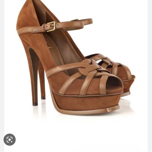 YSL Tribute brown suede heels - Picture 5 of 10